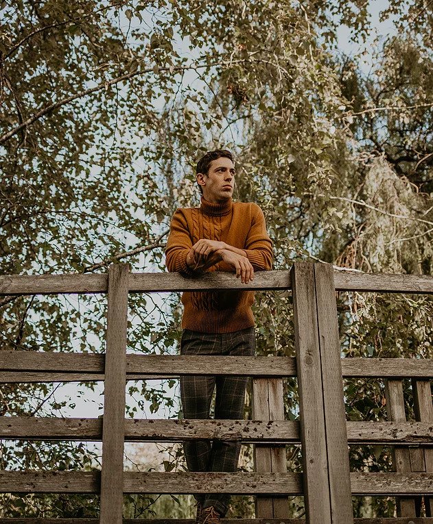 Orange turtleneck and Plaid pant by Strellson Orange turtleneck and Plaid pant by Strellson