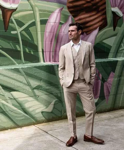 Three-piece linen suit by Strellson with a plain white linen shirt | Outlooks for Men